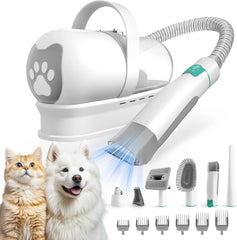 6-in-1 Pet Grooming Vacuum Kit Dog Hair Clipper Nail Grinder Shedding Trimmer Se