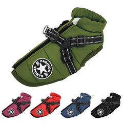 Pet Dog Jacket With Harness Winter Warm Dog Clothes Waterproof Dog Coat Outfits