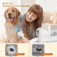 6-in-1 Pet Grooming Vacuum Kit Dog Hair Clipper Nail Grinder Shedding Trimmer Se