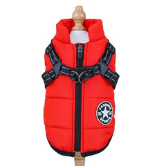 Pet Dog Jacket With Harness Winter Warm Dog Clothes Waterproof Dog Coat Outfits