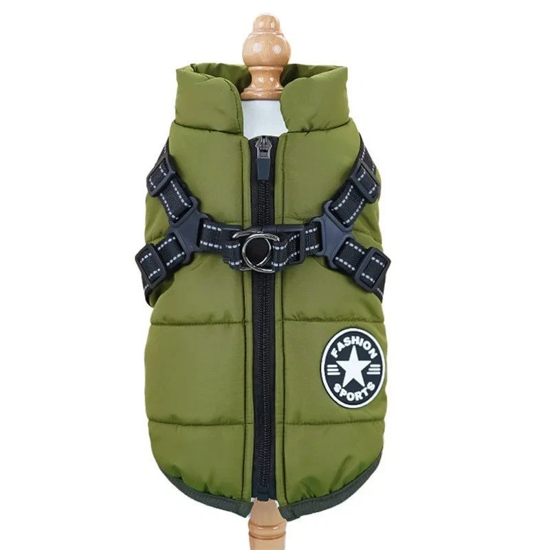 Pet Dog Jacket With Harness Winter Warm Dog Clothes Waterproof Dog Coat Outfits
